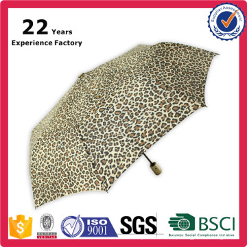 China Fabricante Fábrica de Alta Qualidade OEM Promocional Leopard Print Umbrella Automatic Abrir e Fechar